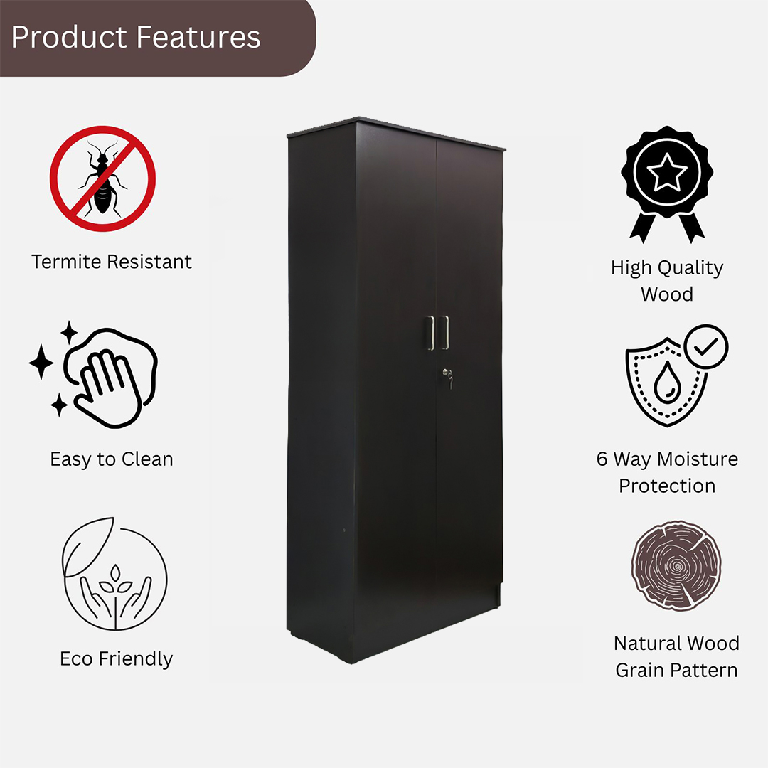 Verna 2 Door Wardrobe with Locker - Image 4