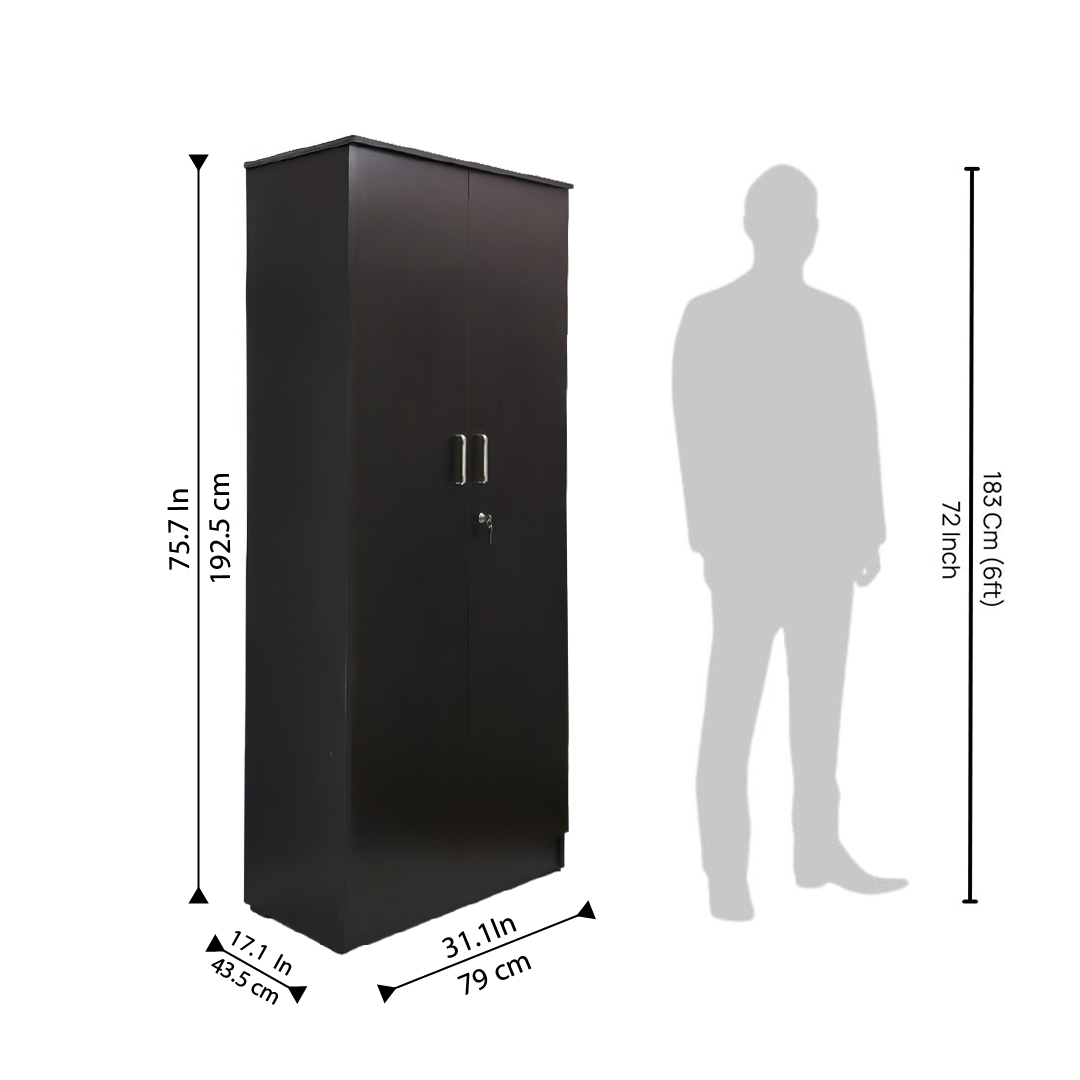 Verna 2 Door Wardrobe with Locker - Image 3