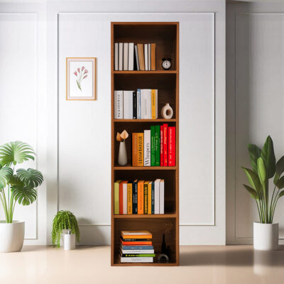 KIK Opera 5ft Open Book Shelf (Finish Color - Leon Teak, Knock Down)